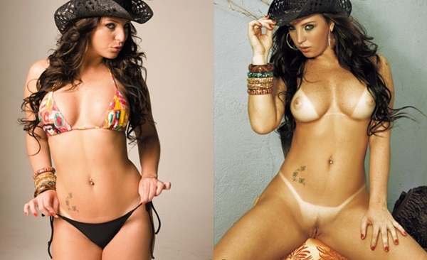 Milena Santos nua pelada na Sexy mostrando a buceta