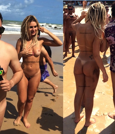 Foto da Mendigata pelada nua na Praia de Nudismo sem tarja