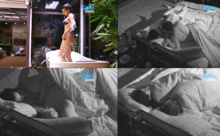 Talita de bikini fio dental e transando debaixo do edredom no BBB15