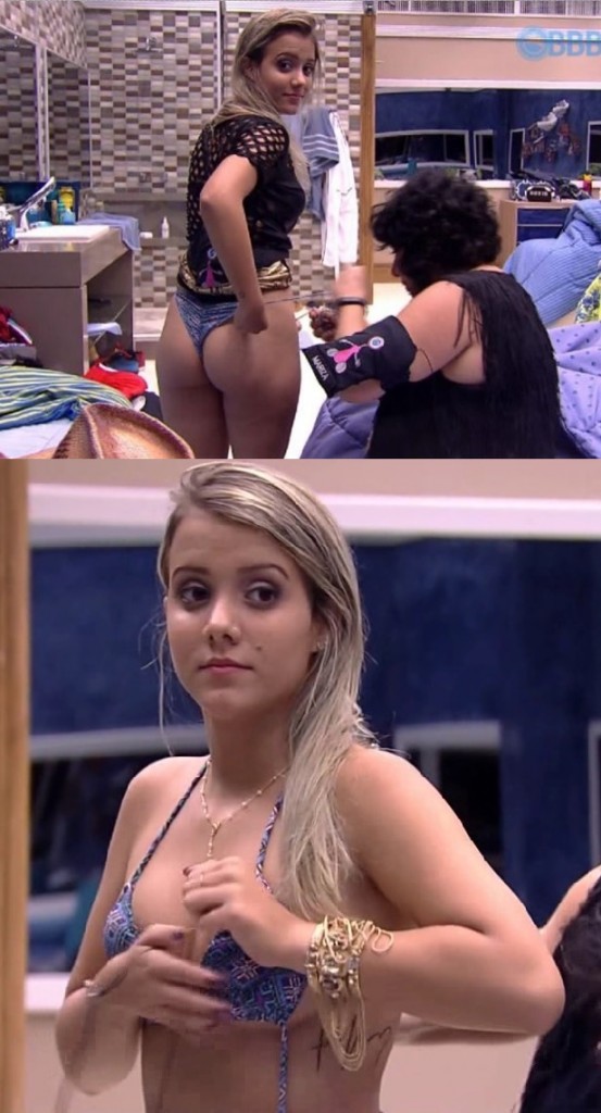 Andressa de bikini e trocando de roupa no BBB15