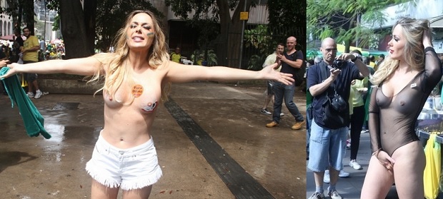 Musa das manifestações Juliana Isen pelada na Sexy